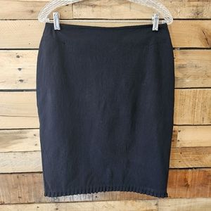 Vintage '90s Express stretch black pencil skirt w/ ruffle hem